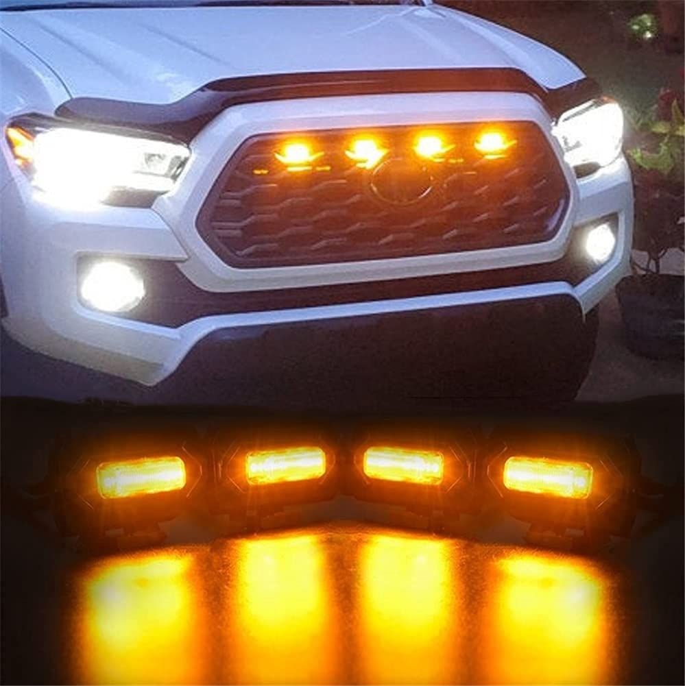 Car Grille Light, 4pcs LED Grille Decoration Lights Grille Lights With Fuse view 5