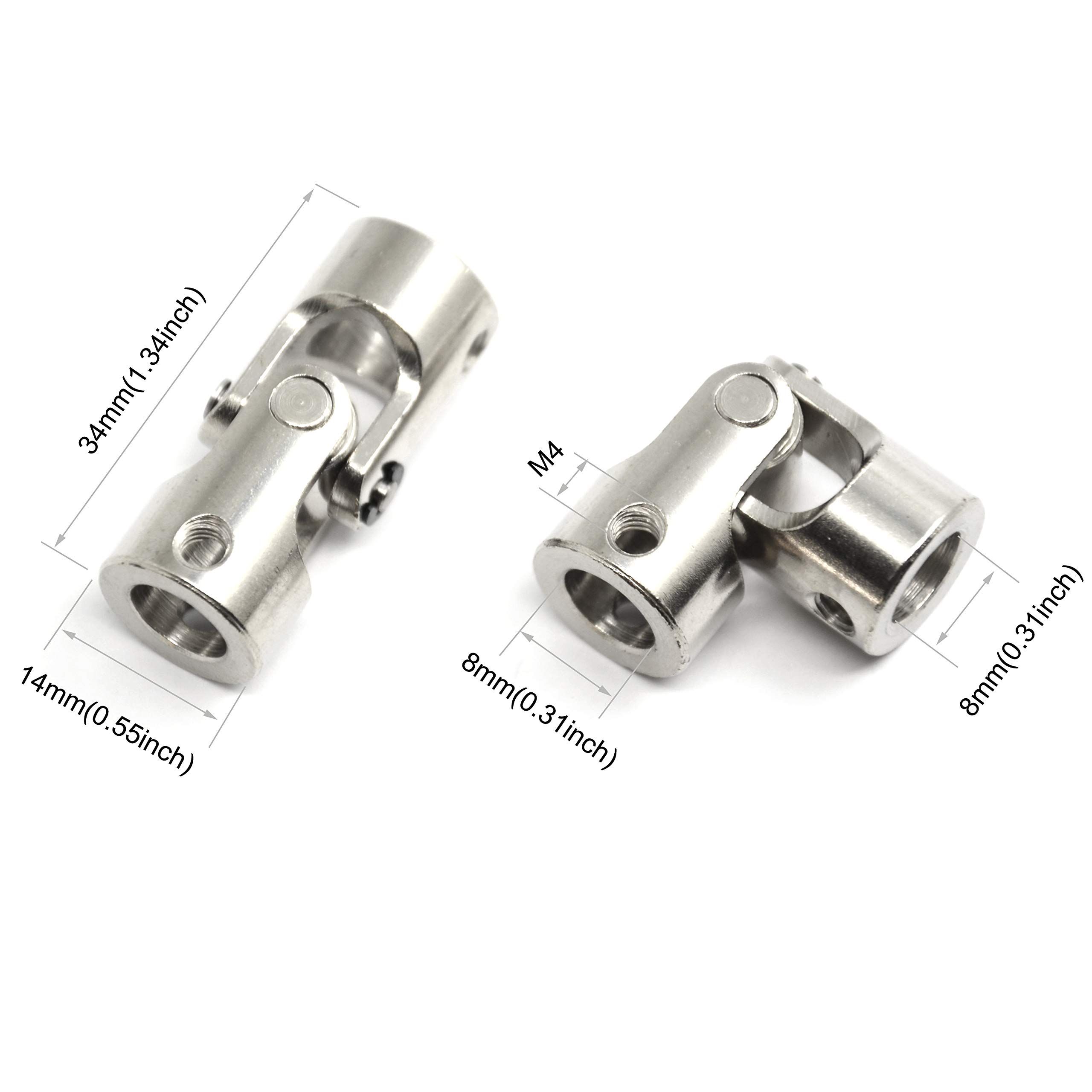 2 Pcs 8mm to 8mm Universal Joint Shaft Coupling with Screws for Motor view 2