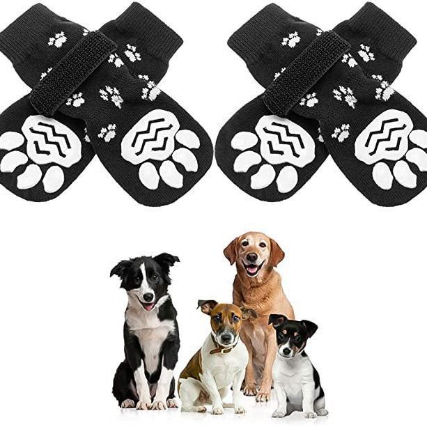4pcs Non Slip Dog Socks for Licking with Grippers