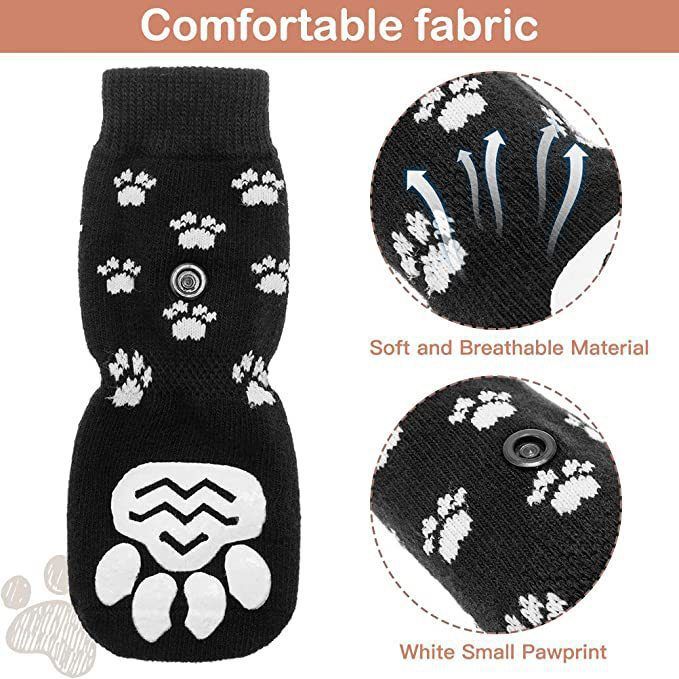 4pcs Non Slip Dog Socks for Licking with Grippers view 4