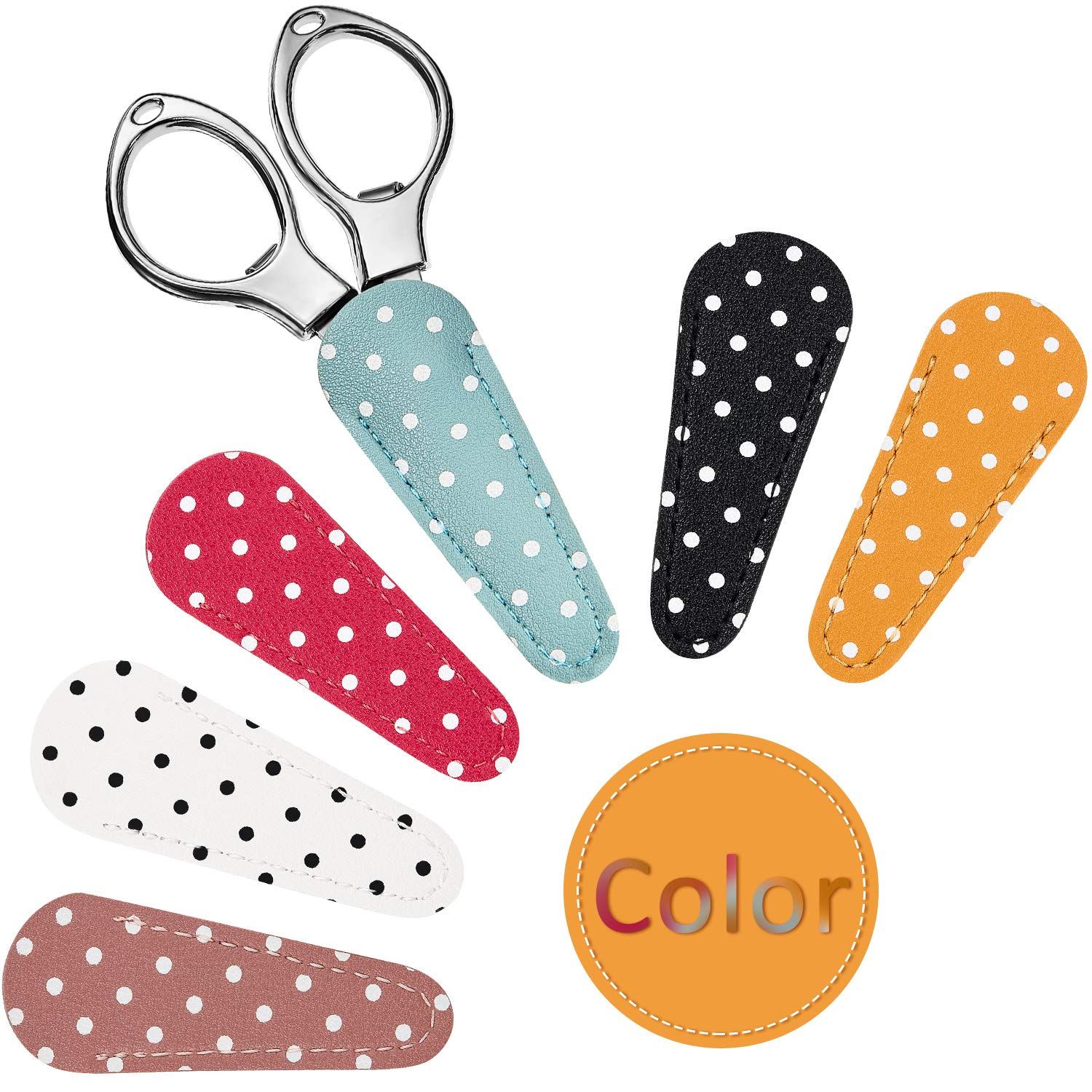 6 Pieces Embroidery Scissors Sheath Polka Dot Scissors Protective Cover view 3