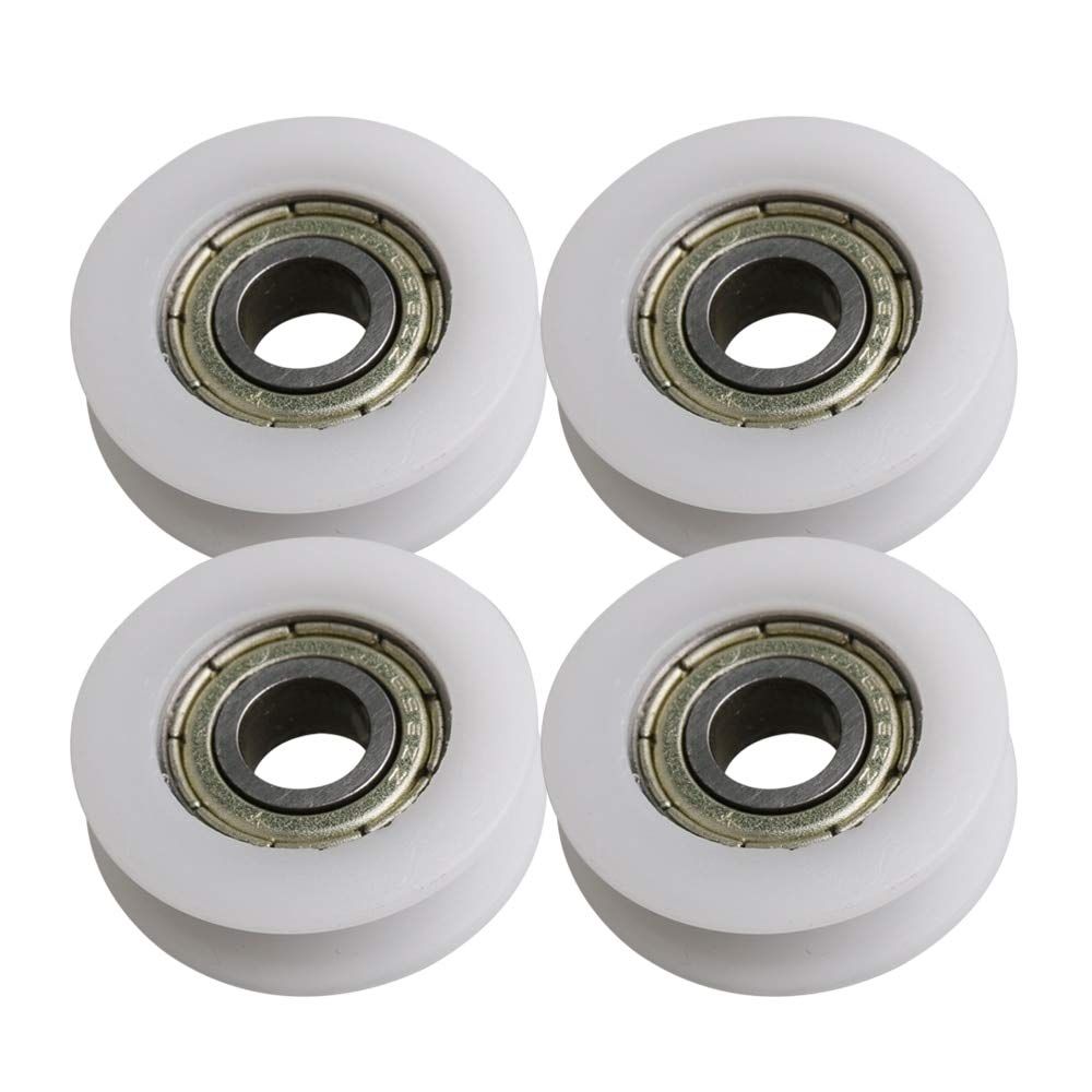 4PCS Nylon Round Plasic Pulley U Groove Track Roller Bearing Pulleys Wheel