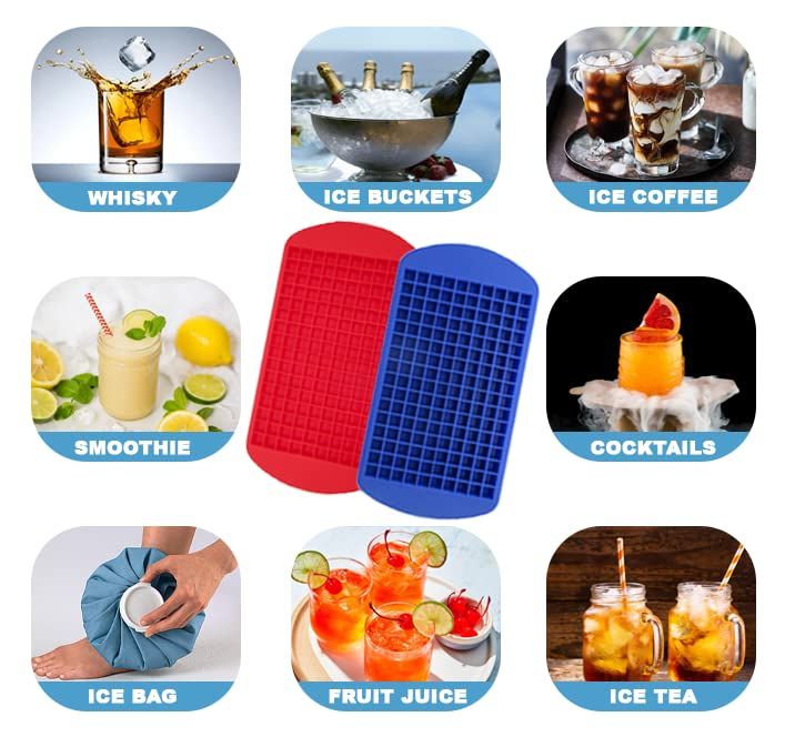 Tiny Cavity Silicone Ice Cube Tray 2 pack - Small Mold for Freezer view 2