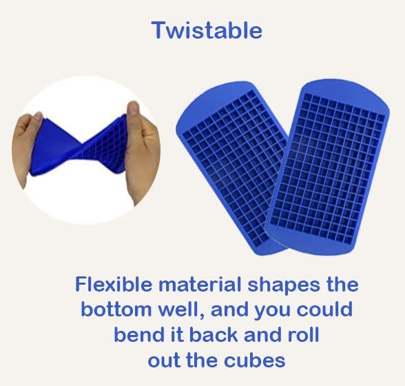 Tiny Cavity Silicone Ice Cube Tray 2 pack - Small Mold for Freezer view 3
