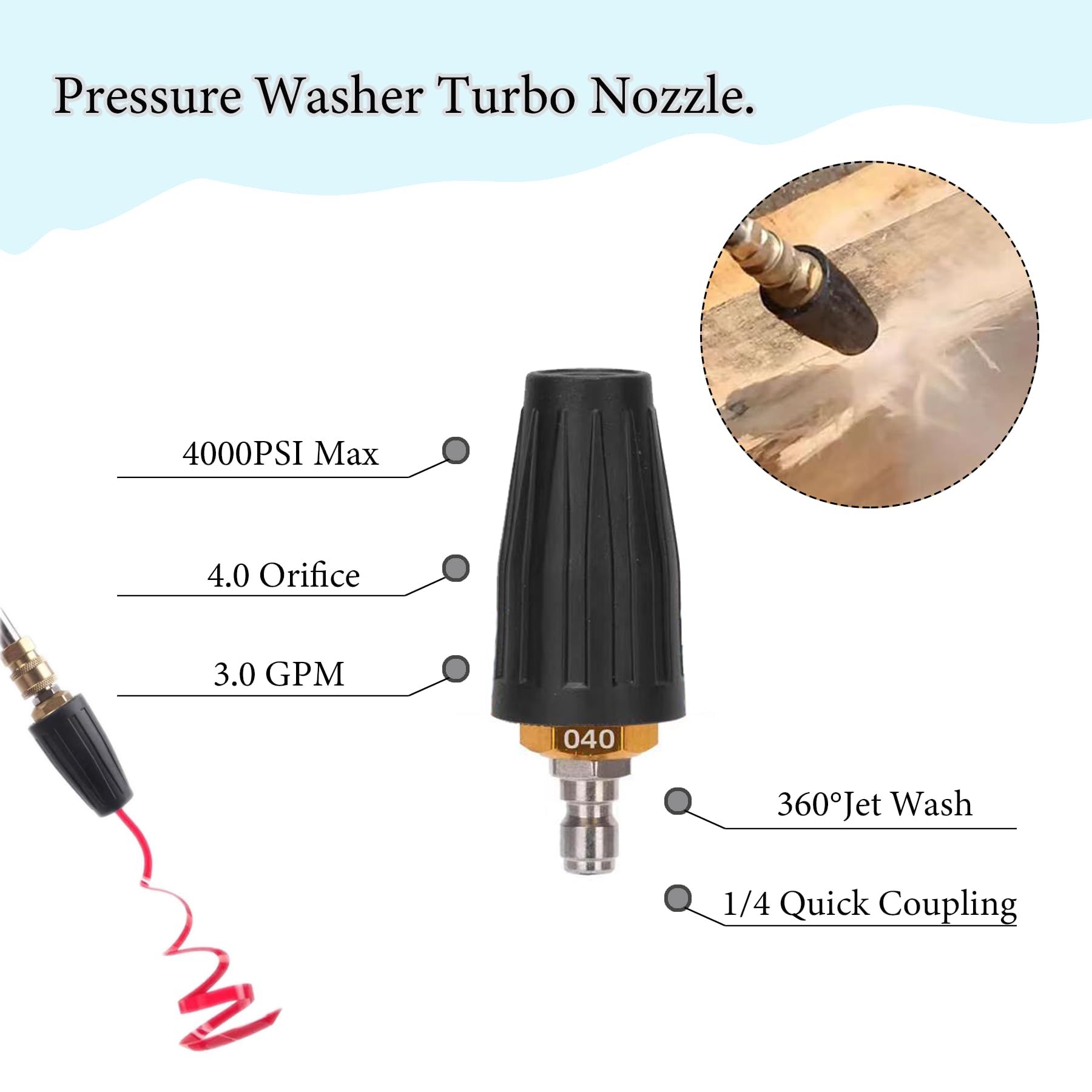 Nozzle high-pressure cleaning machine nozzle 360 ° rotating power cleaning view 2
