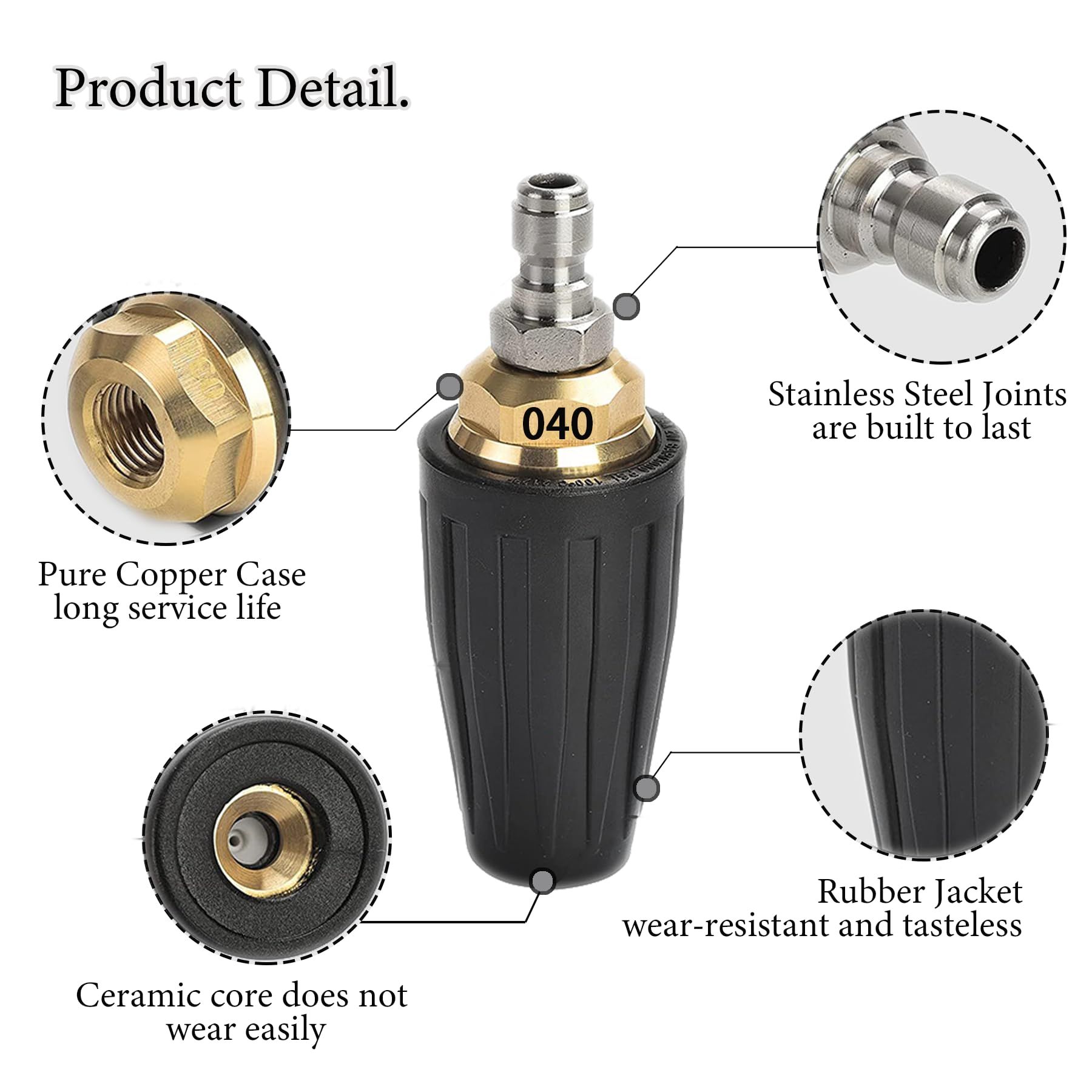 Nozzle high-pressure cleaning machine nozzle 360 ° rotating power cleaning view 3