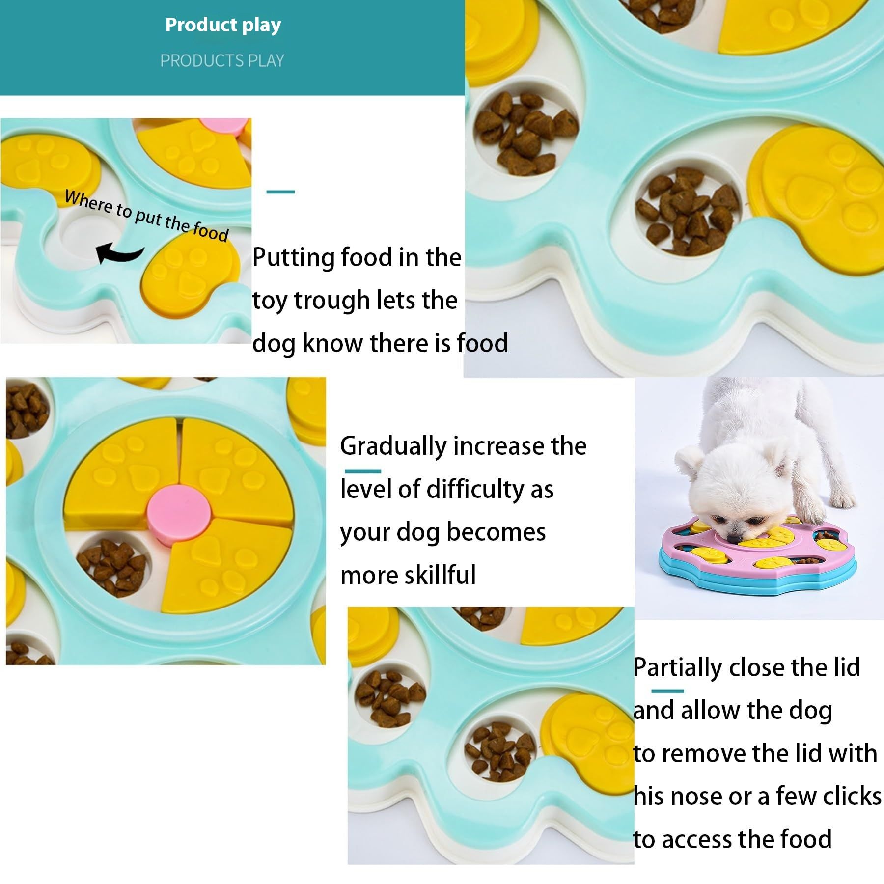 Dog Puzzle Toys Interactive Slow Feeder Bowl Dog Games Fun Slow Feeder for Puppies view 2