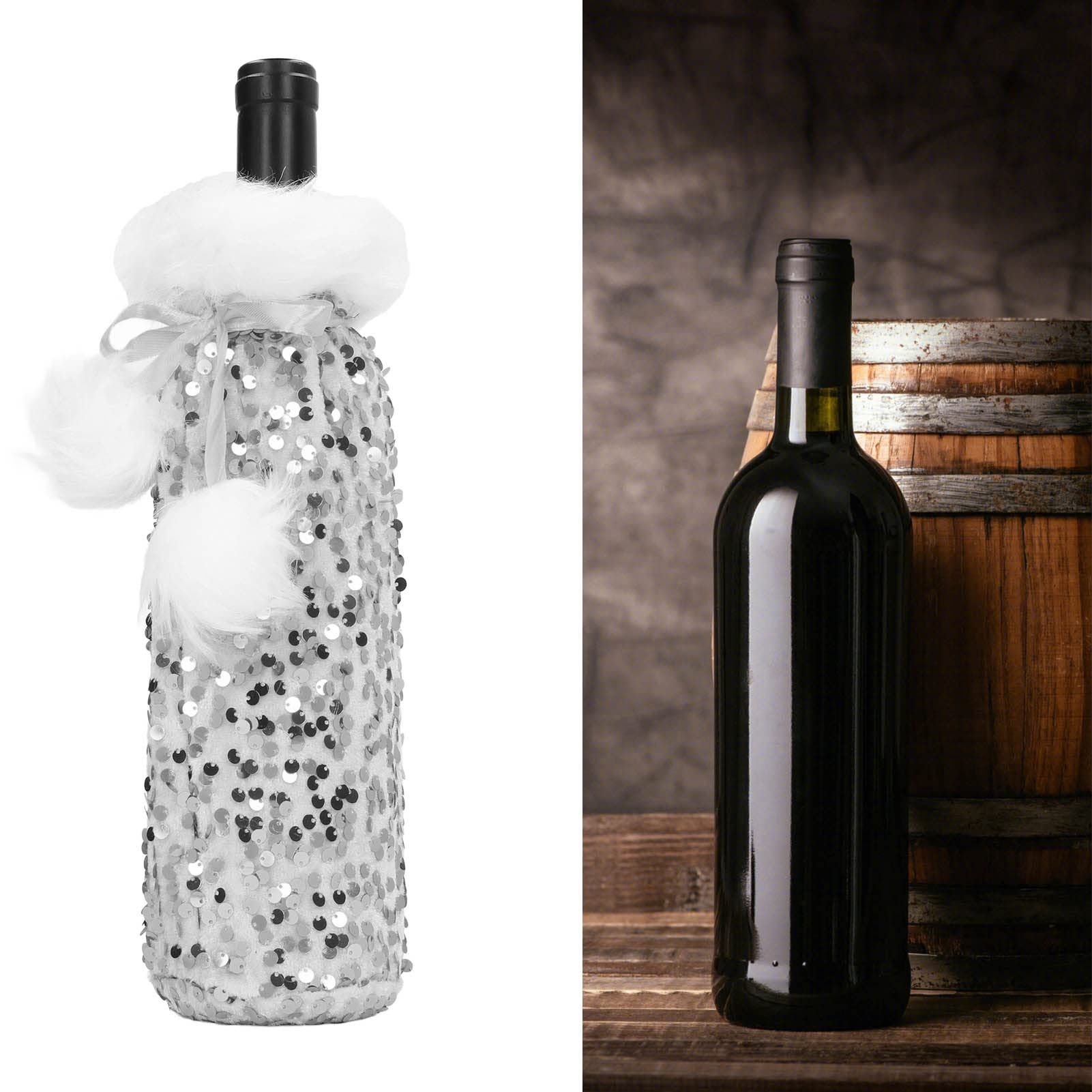 Christmas Wine Bottle Covers Wine Bottle Holder with Faux Fur Wine Bottle view 4