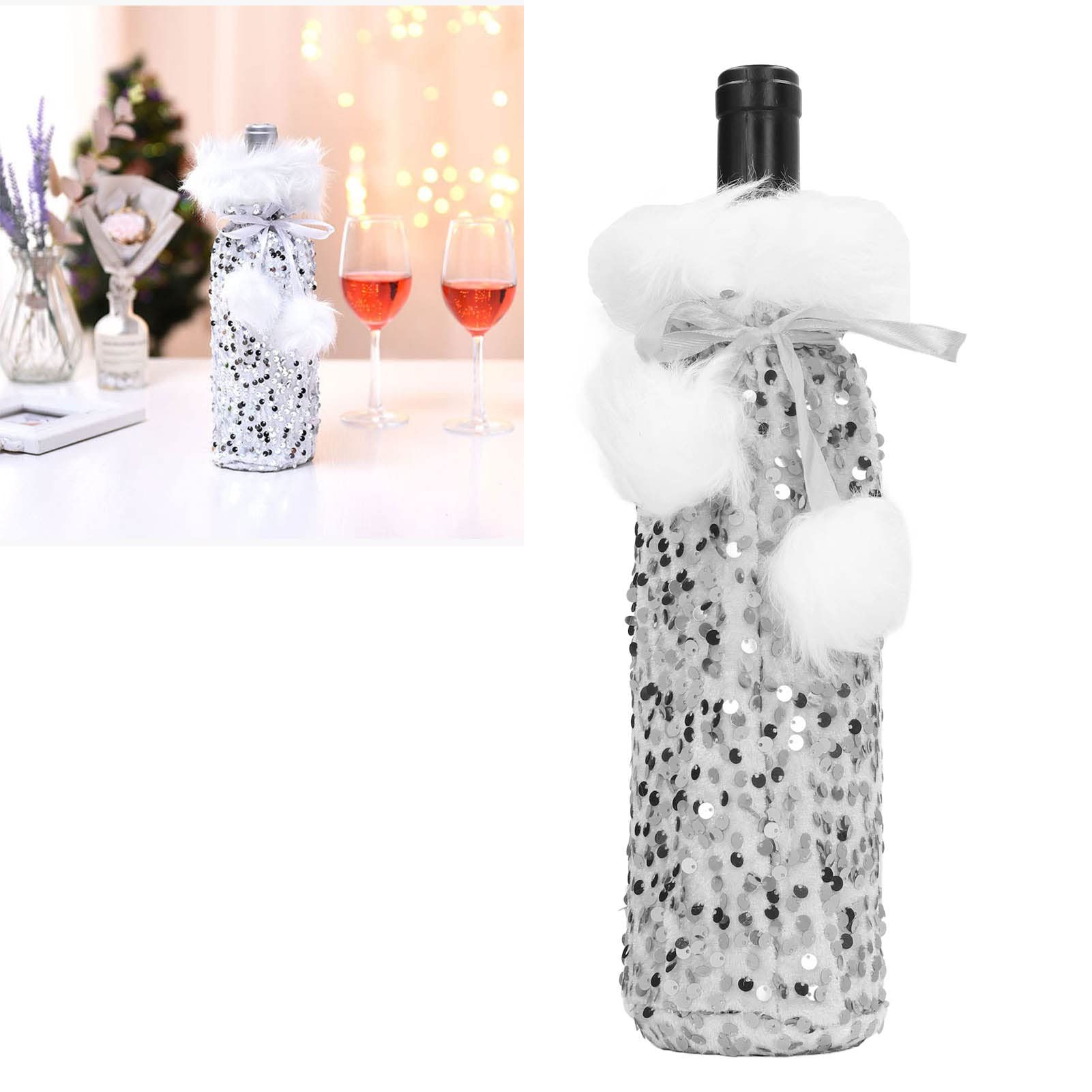 Christmas Wine Bottle Covers Wine Bottle Holder with Faux Fur Wine Bottle view 5