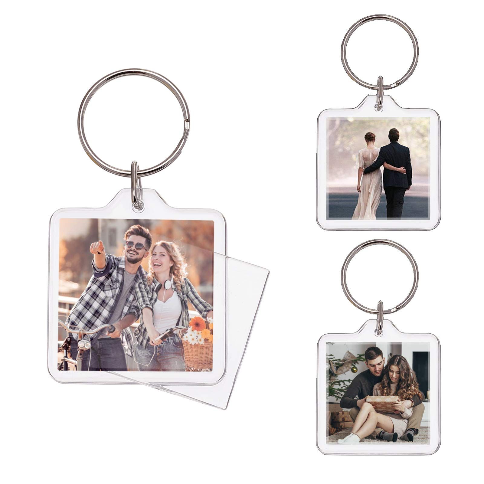 3pcs，Key Chains Key Rings with Transparent Clear Picture Photo Frames Can Open view 3
