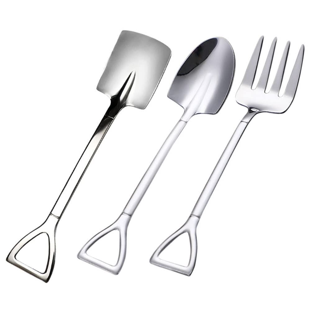 3pcs，Stainless Steel Coffee Spoons and Fruit Forks for Bistro Cocktail Tasting