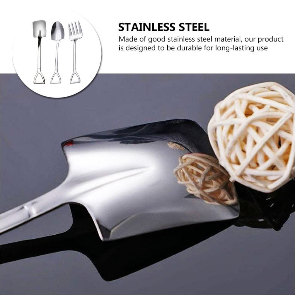 3pcs，Stainless Steel Coffee Spoons and Fruit Forks for Bistro Cocktail Tasting view 3