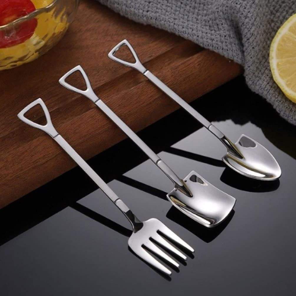 3pcs，Stainless Steel Coffee Spoons and Fruit Forks for Bistro Cocktail Tasting view 4