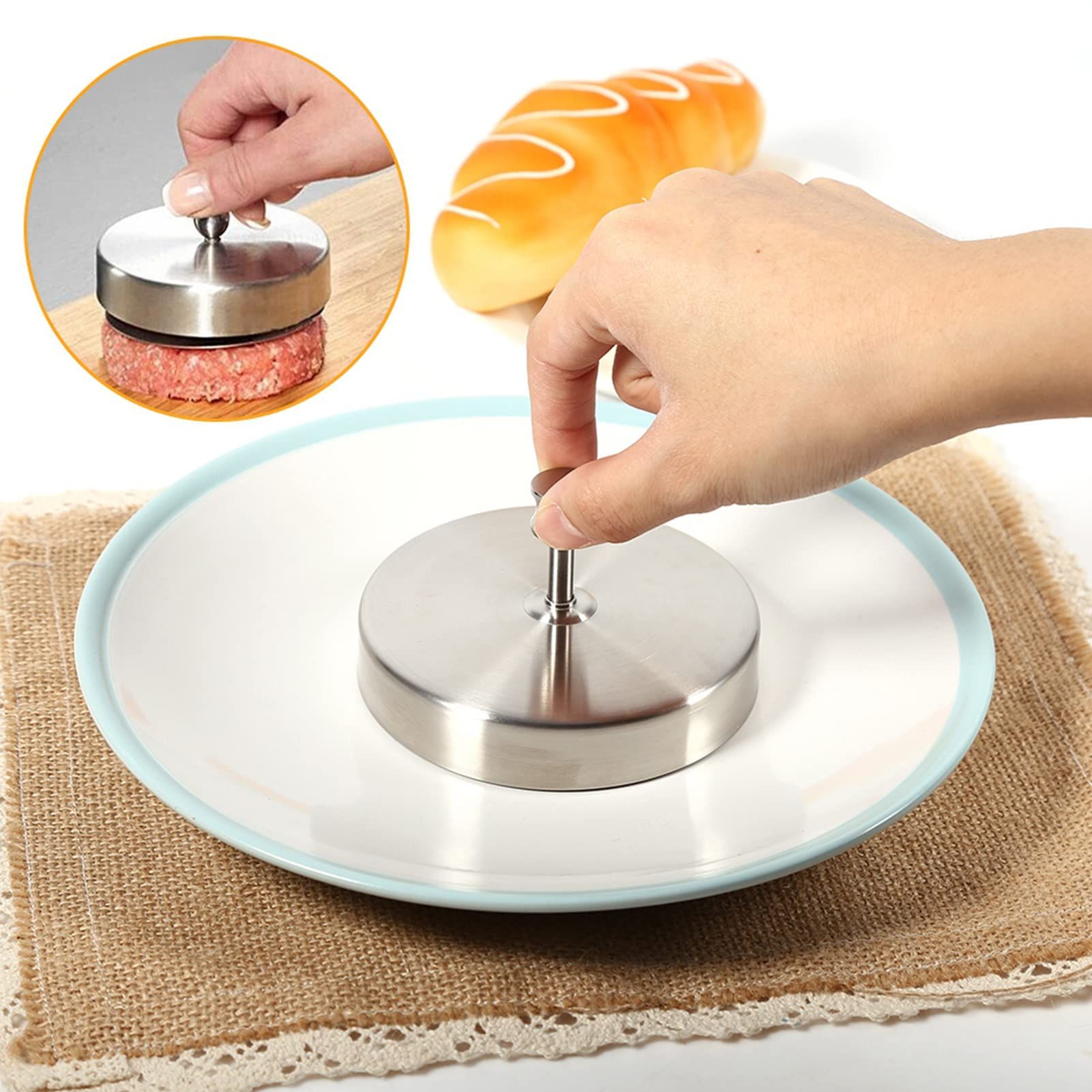 Hamburger Presses, Stainless Steel Heavy Duty Stuffed Hamburger Meat Beef view 3