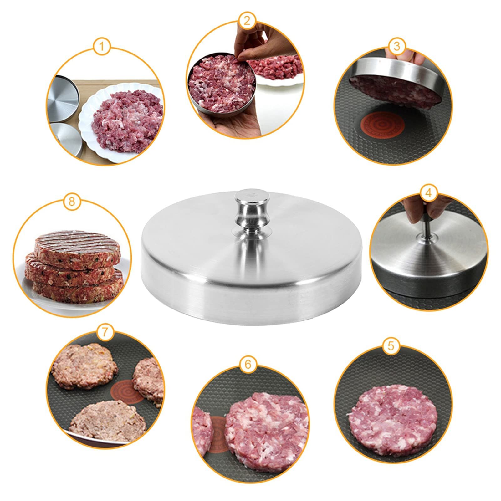 Hamburger Presses, Stainless Steel Heavy Duty Stuffed Hamburger Meat Beef view 5