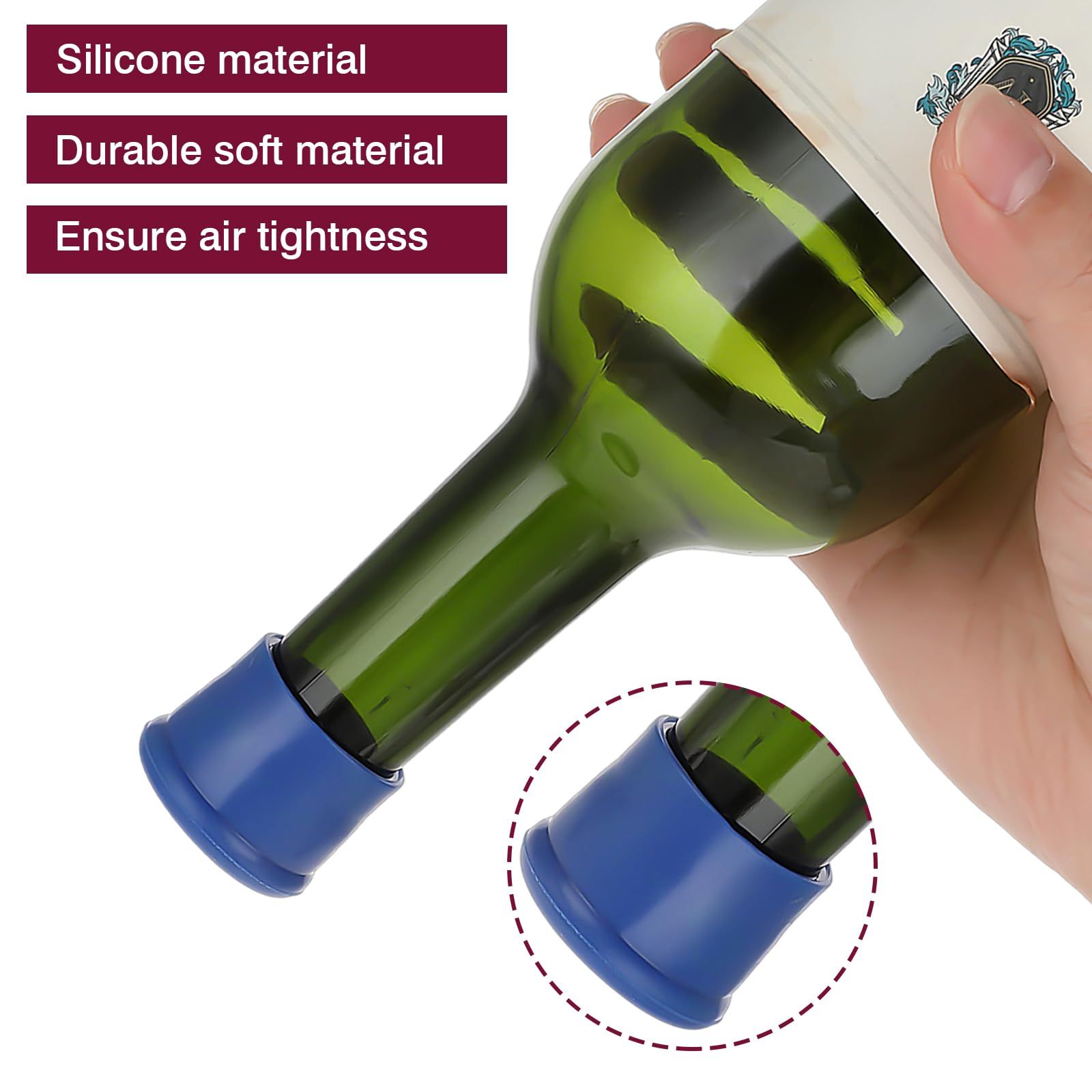 6PCS Wine Stoppers Reusable Silicone Wine Bottle Stopper Corks - Airtight Seal view 3