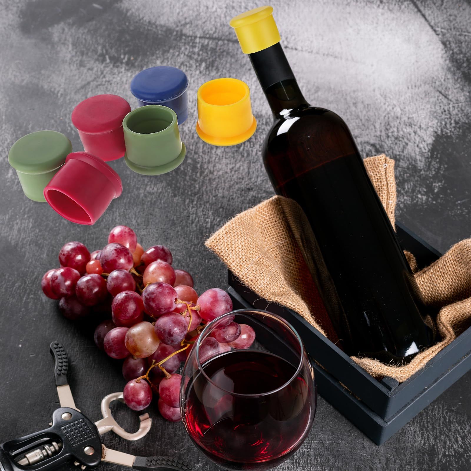 6PCS Wine Stoppers Reusable Silicone Wine Bottle Stopper Corks - Airtight Seal view 4