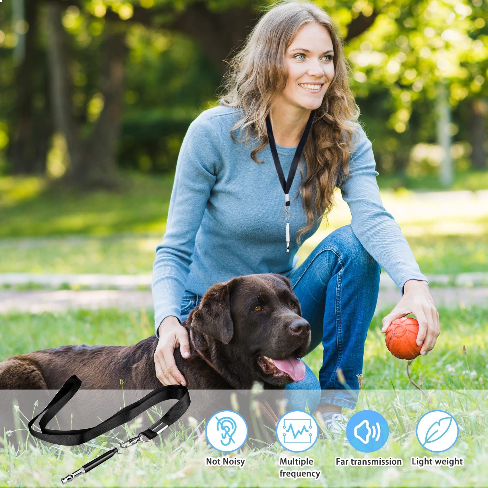 Adjustable ultrasonic silent dog whistle with lanyard view 3