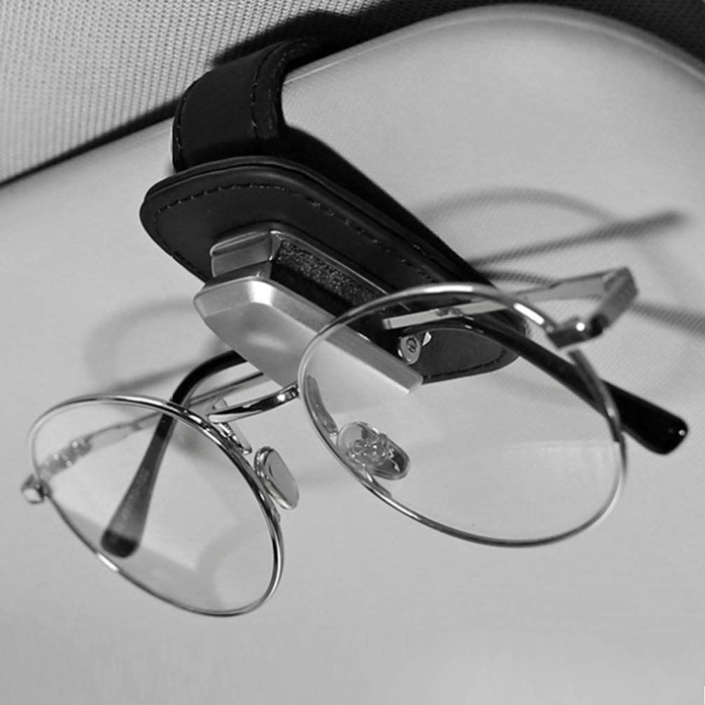 Car Glasses Holder Universal Car Visor Sunglasses Holder Clip Leather view 2