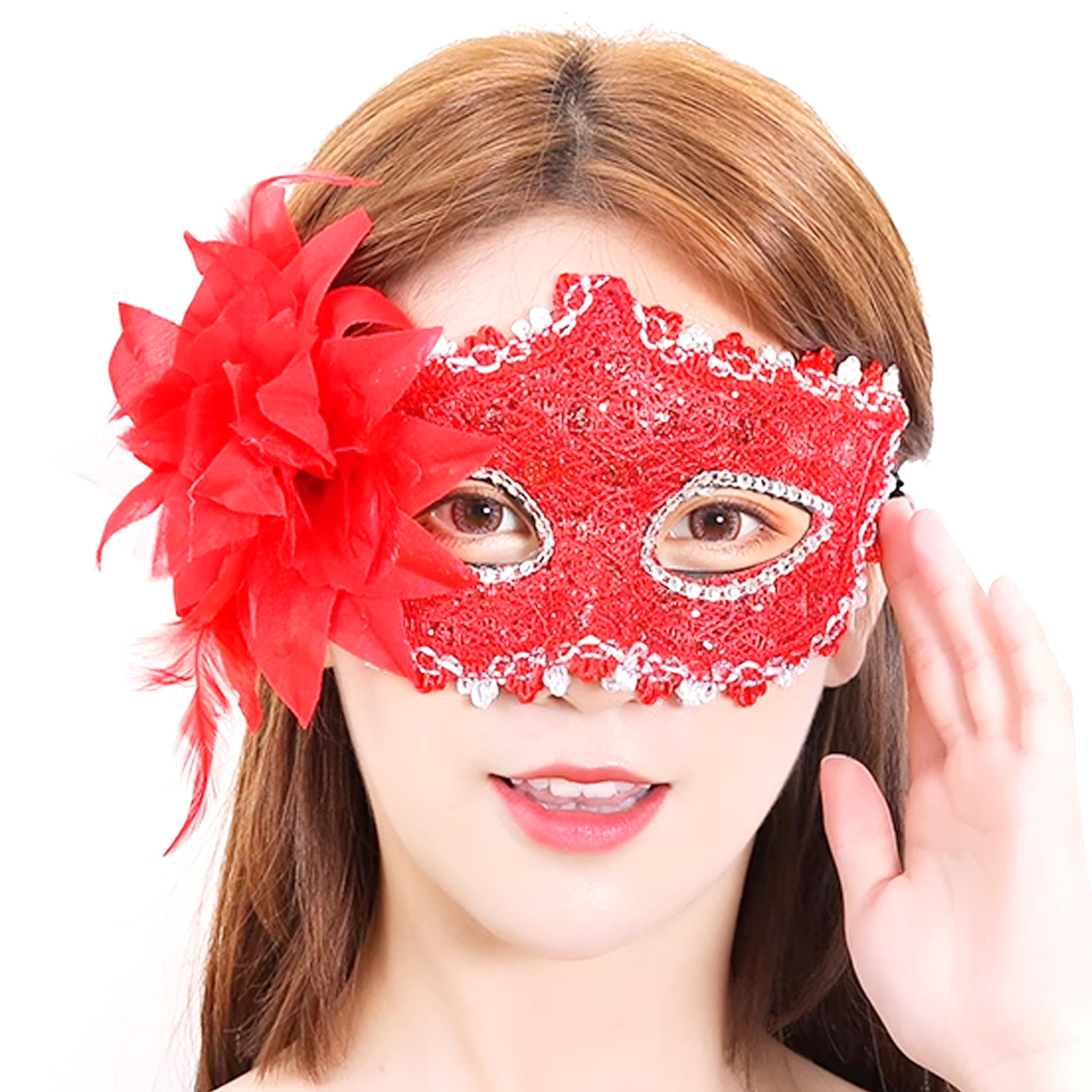 Masquerade Mask Women Venetian Mask with Flower Lace Masquerade for Halloween view 5
