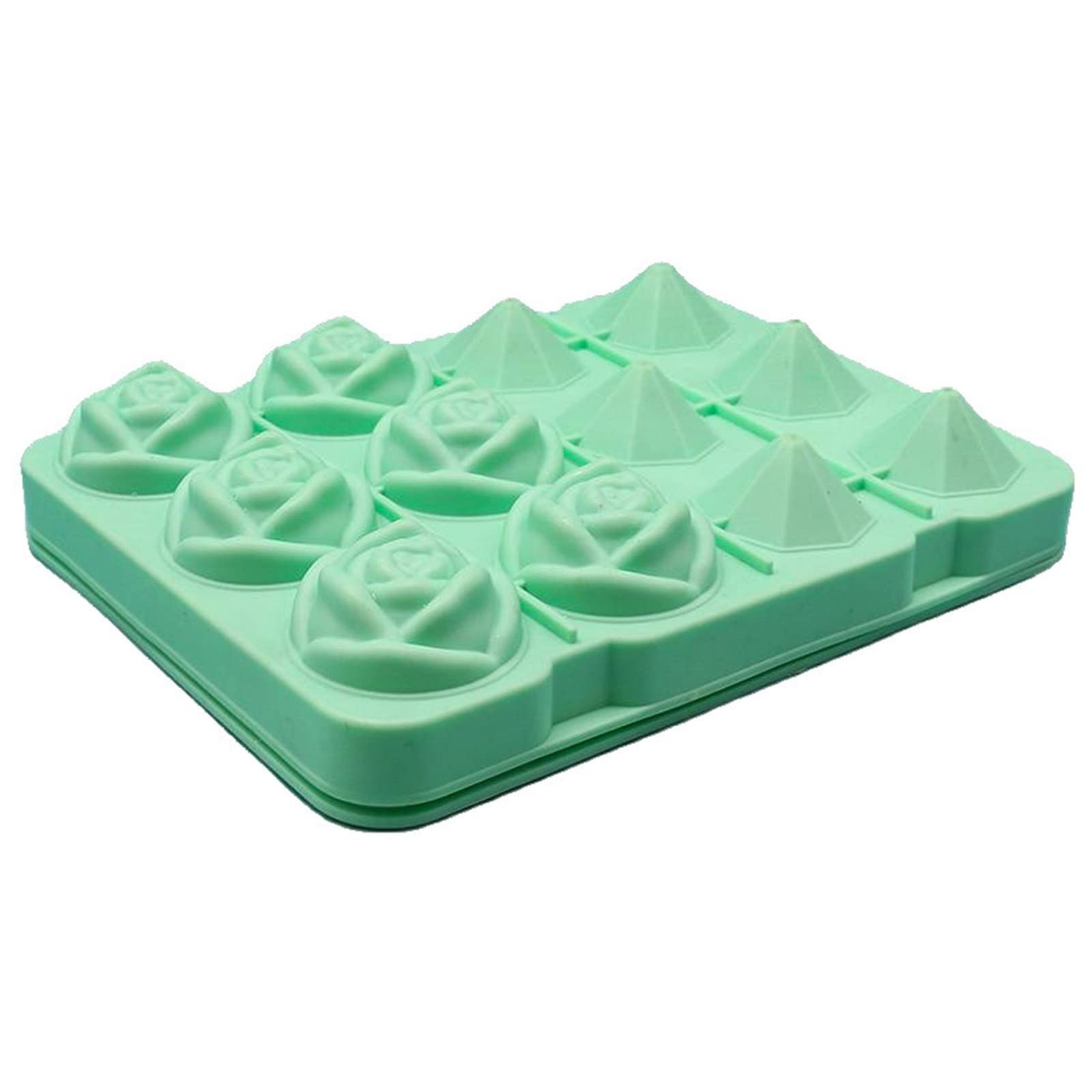 2pcs Silicone Molds for Ice Cube with Lid 6 Holes Rose Flower Shape Reusable