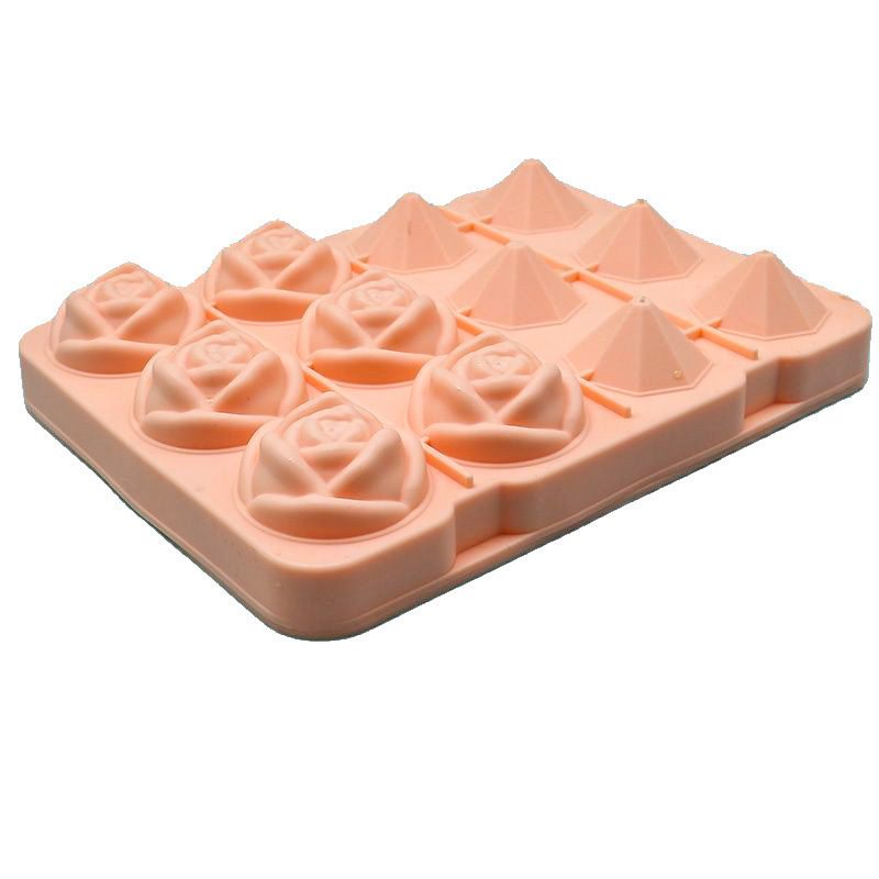 2pcs Silicone Molds for Ice Cube with Lid 6 Holes Rose Flower Shape Reusable view 2