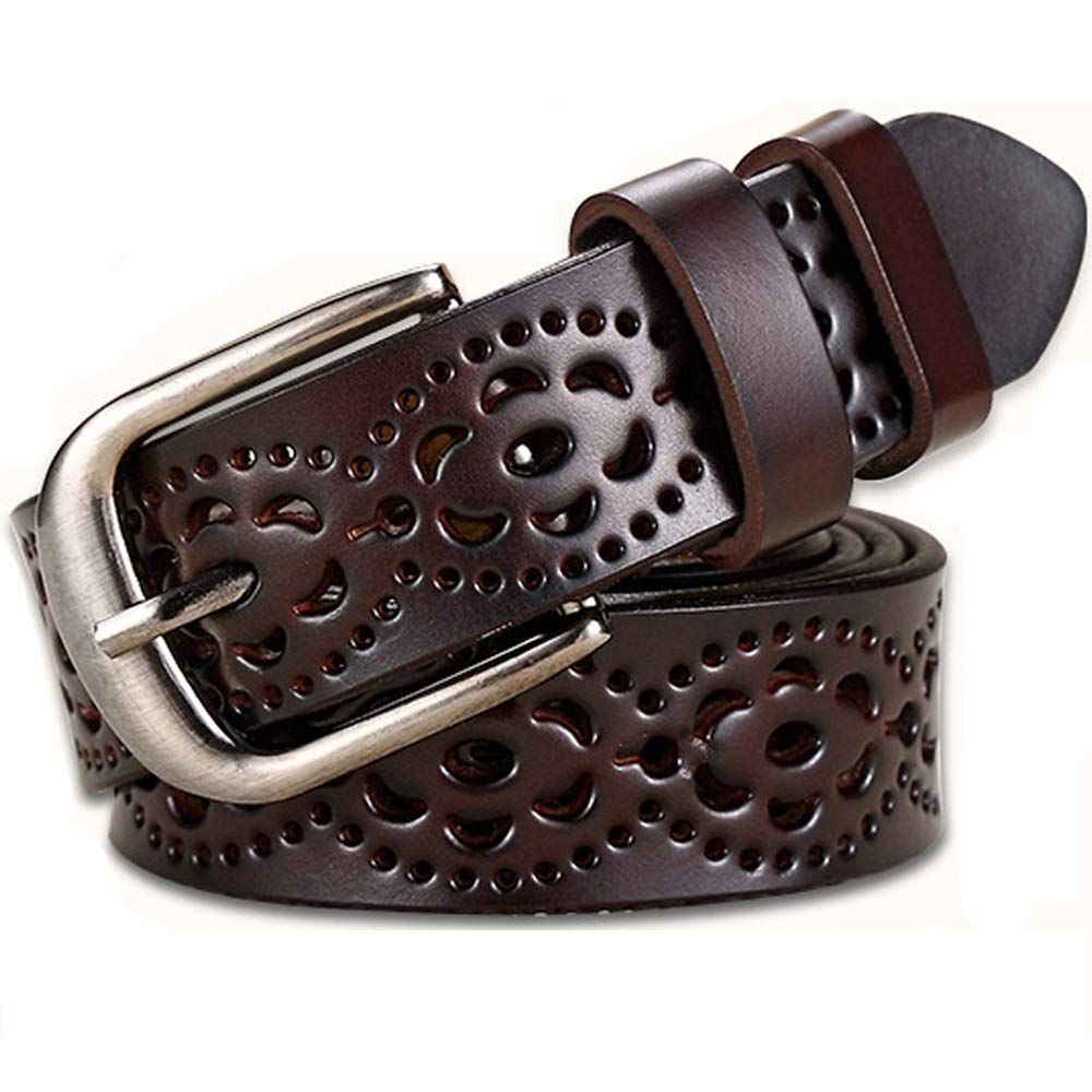 Women's Hollow Flower Leather Belt with Pin Buckle Waist Belts for Women for