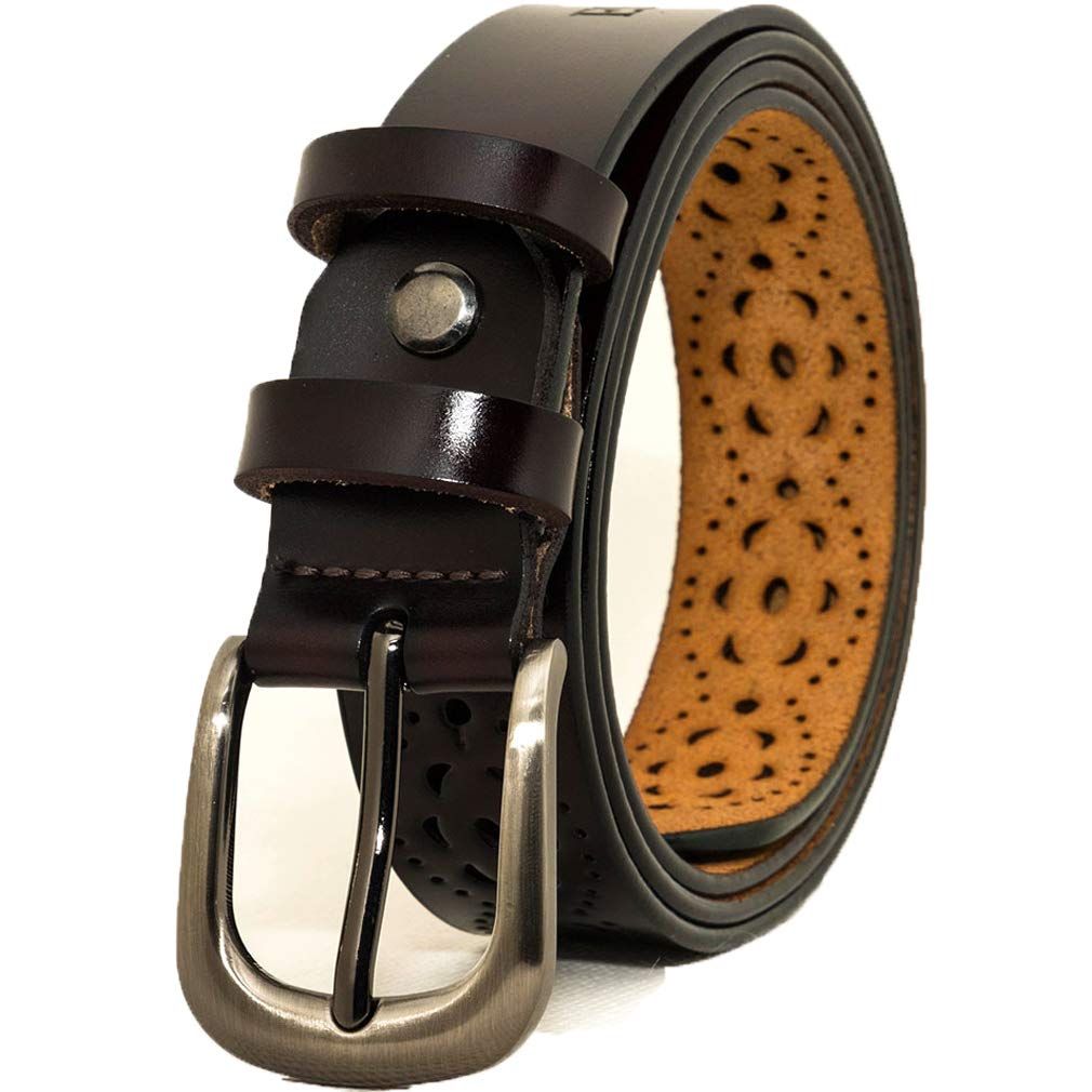 Women's Hollow Flower Leather Belt with Pin Buckle Waist Belts for Women for view 2