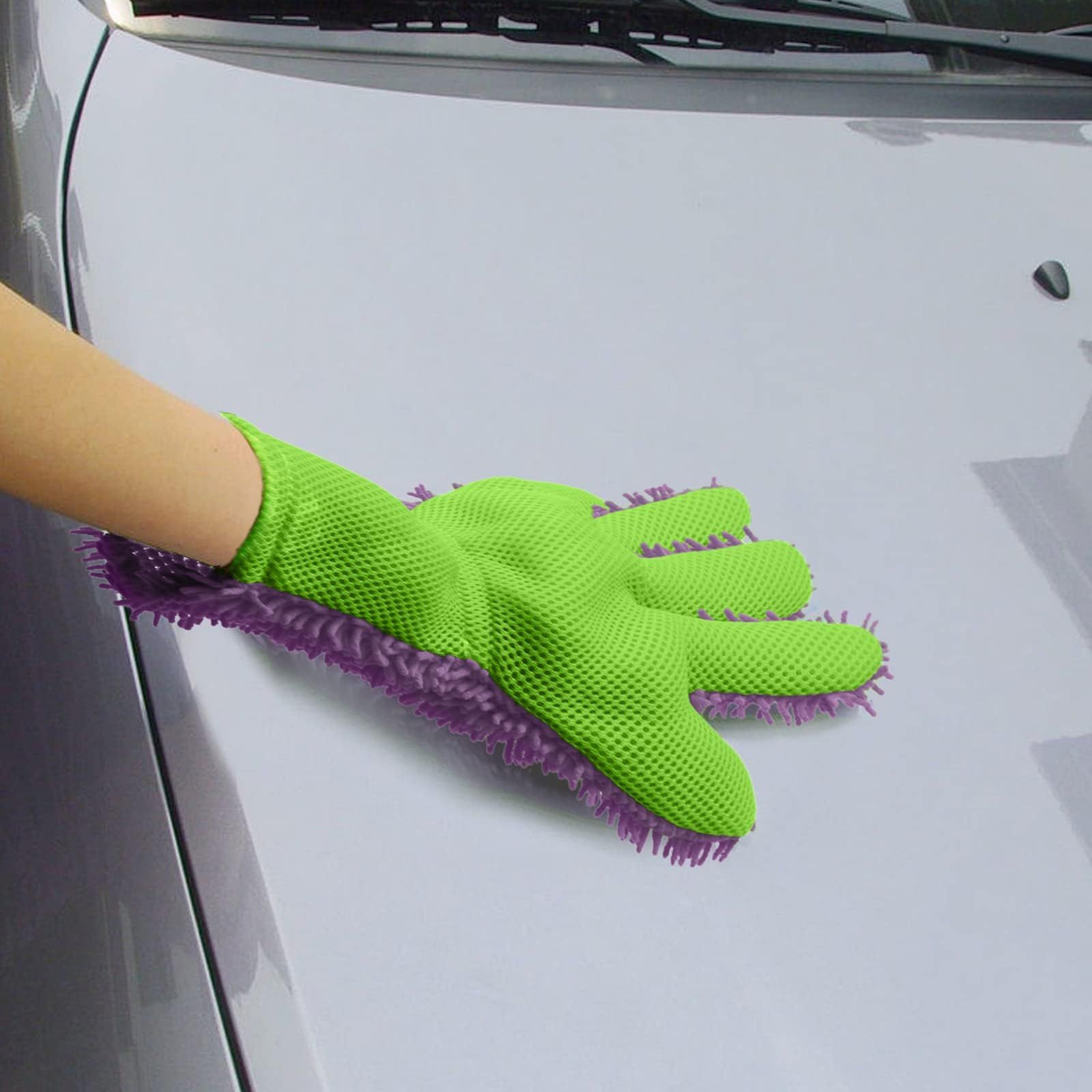 2pcs 5-Finger Microfiber Wash Mitts view 2
