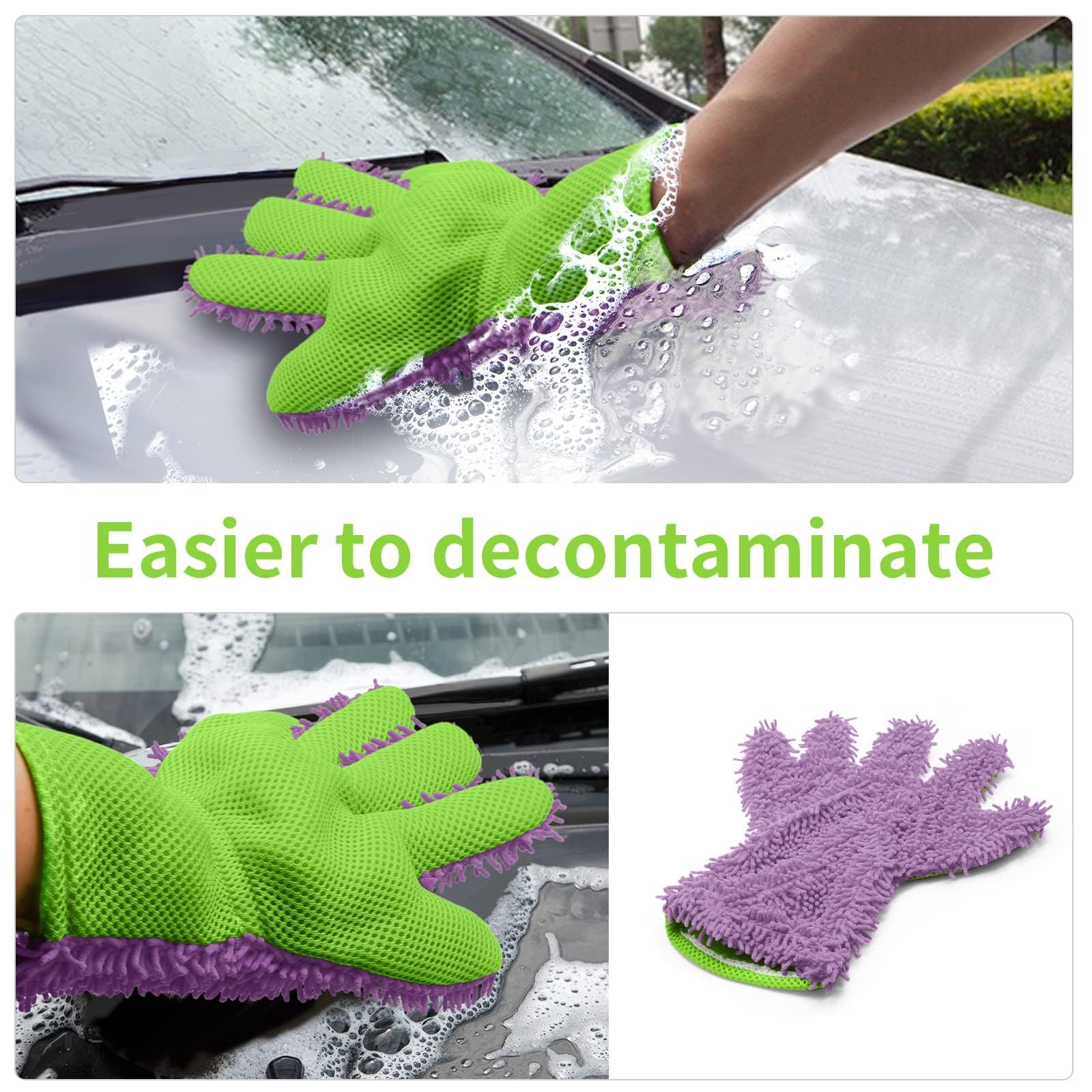 2pcs 5-Finger Microfiber Wash Mitts view 5
