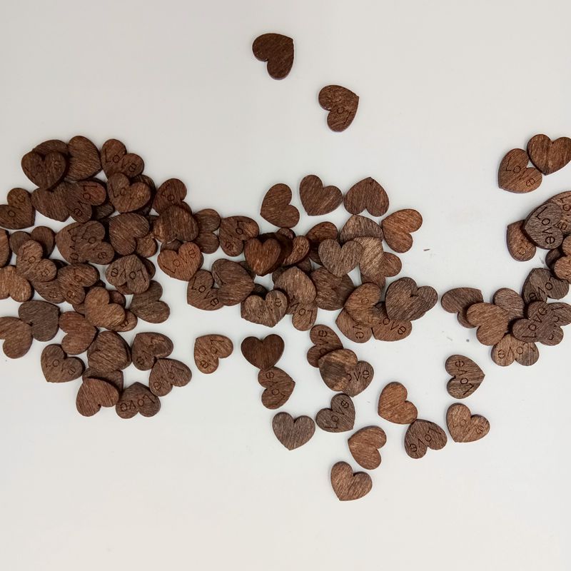 100pcs Wooden Love Confetti Decoration - Rustic Heart view 2