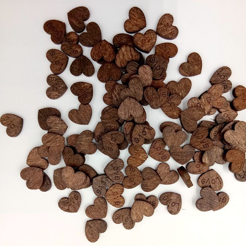 100pcs Wooden Love Confetti Decoration - Rustic Heart view 3