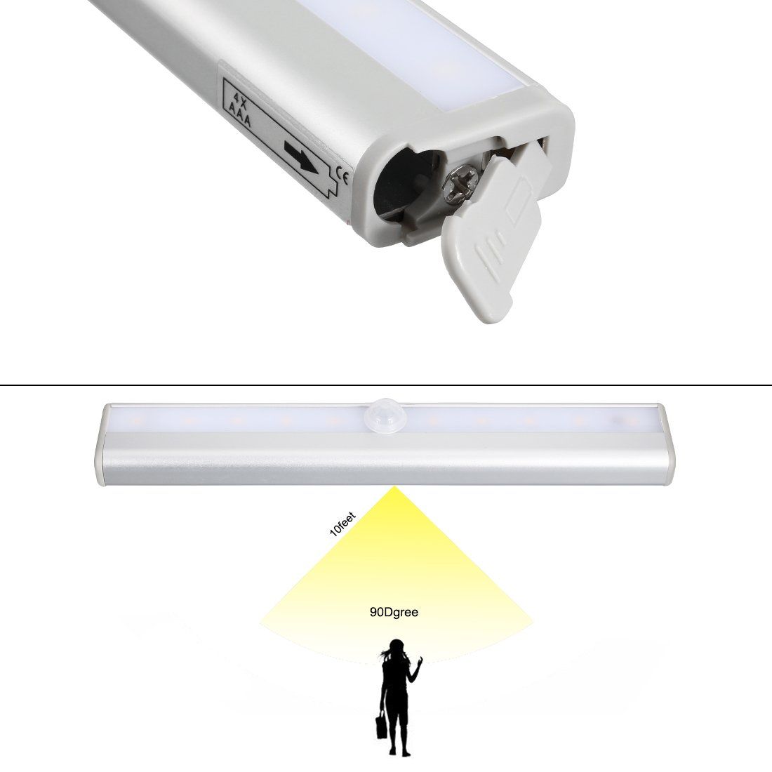 10 LED timing function, adjustable light, battery type, long cabinet light view 5