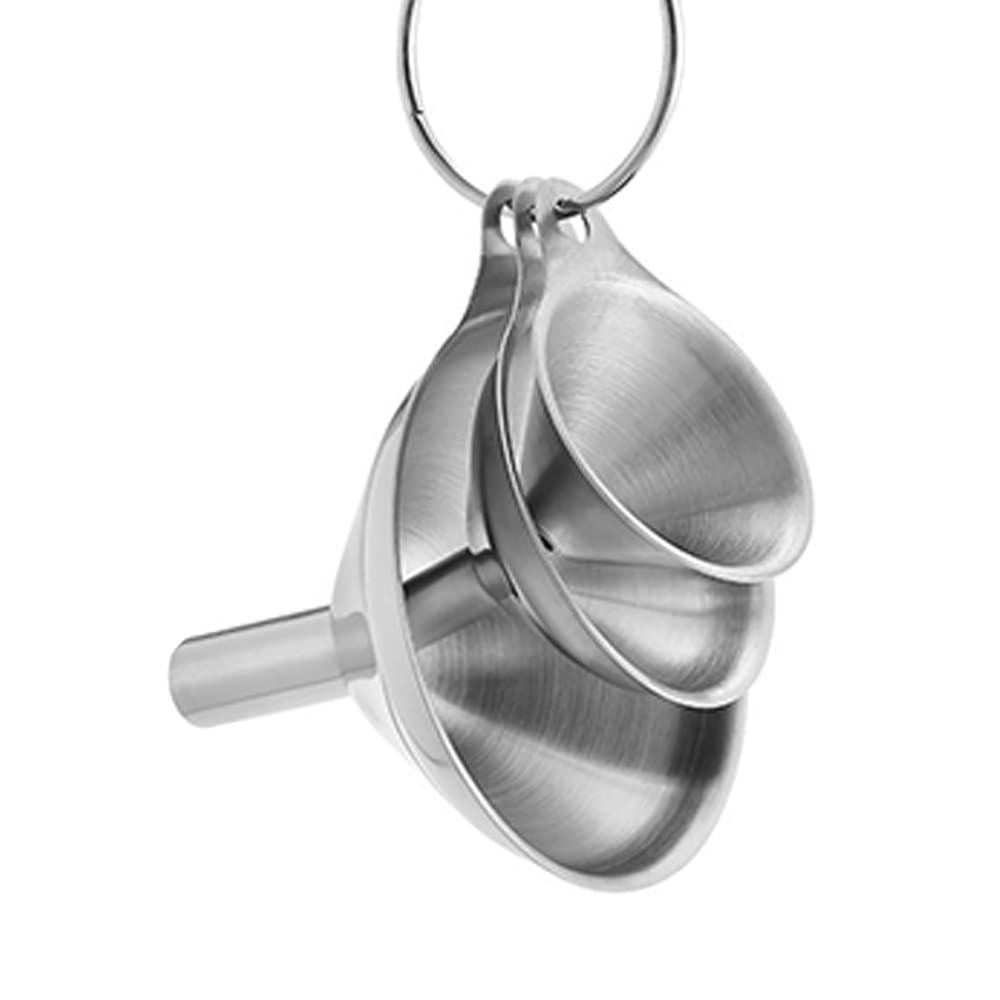 3PCS Kitchen Tools Stackable Multi Function Stainless Steel Funnel Filter