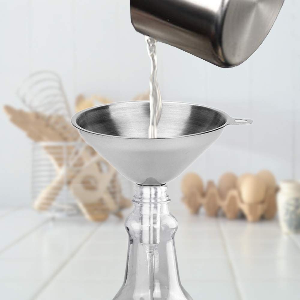 3PCS Kitchen Tools Stackable Multi Function Stainless Steel Funnel Filter view 4