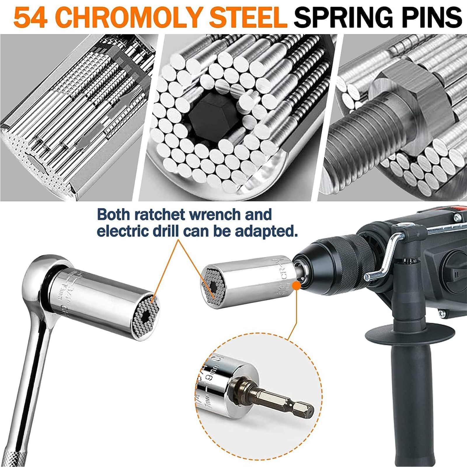 Universal Socket Tool, Tools for Men with Power Drill Adapter 1/4"-3/4" 2Pc view 3