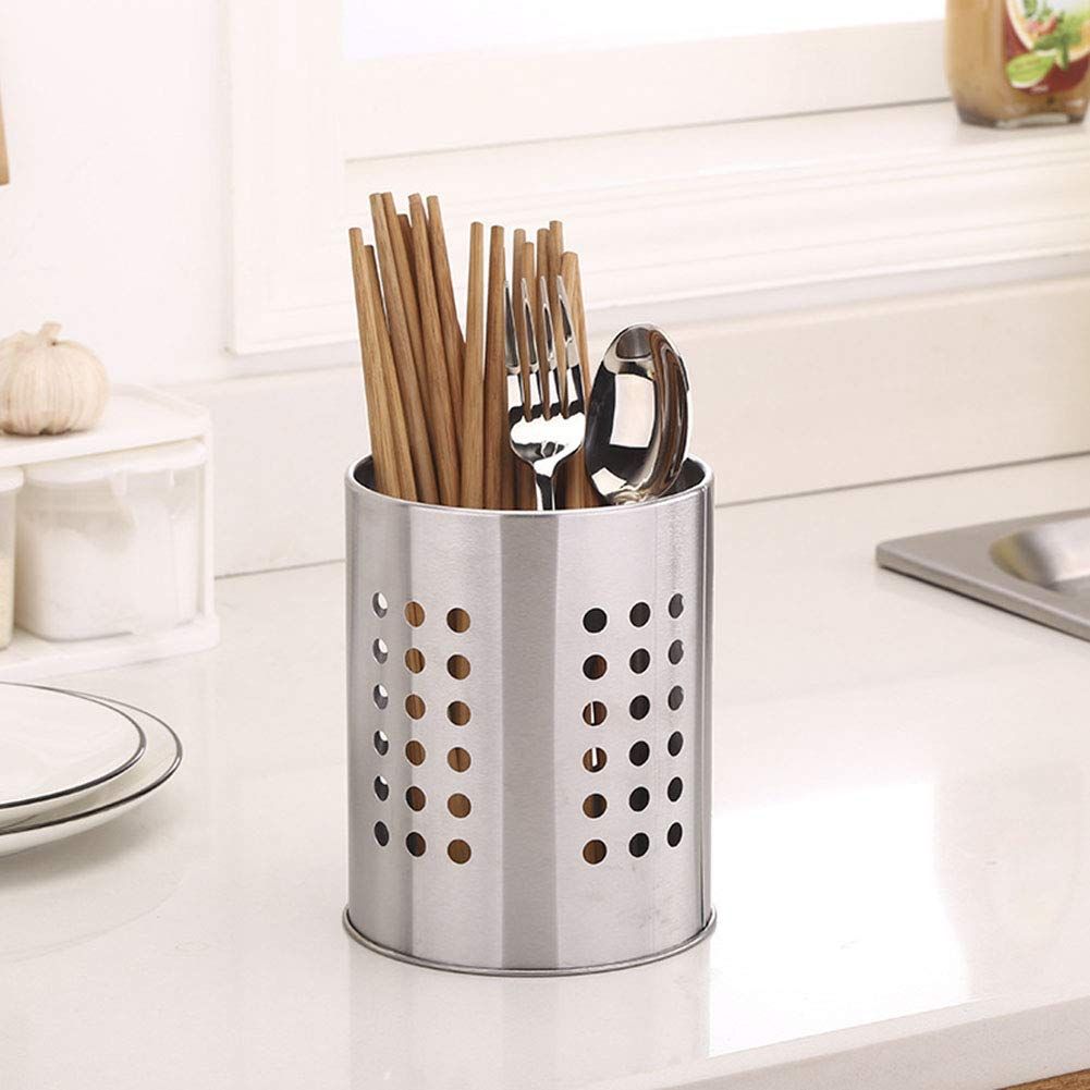 Cooking utensil rack, kitchen utensil drying cylinder with drainage hole view 3
