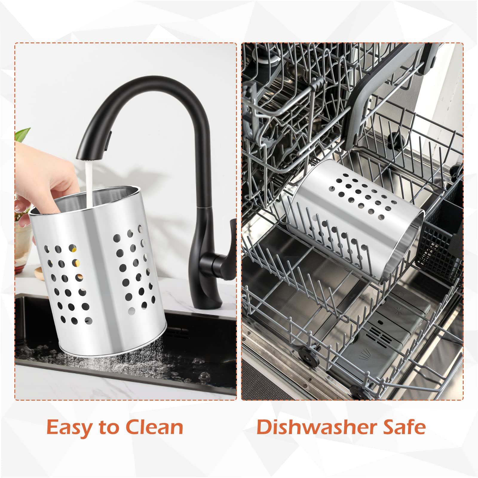 Cooking utensil rack, kitchen utensil drying cylinder with drainage hole view 5