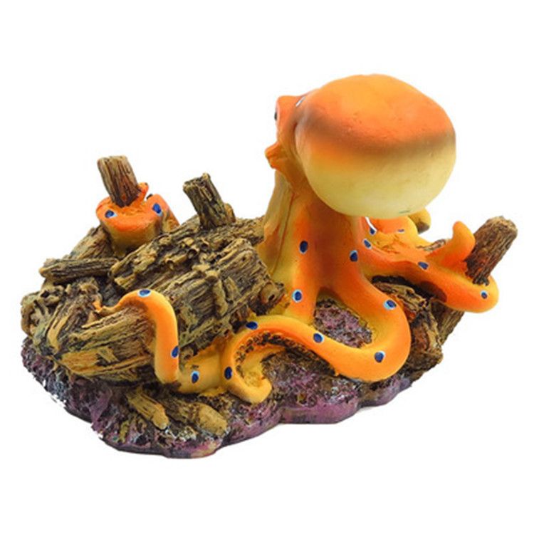 Statues and Figurines Ornaments Resin Yellow Octopus Fish Tank Decoration Home view 3