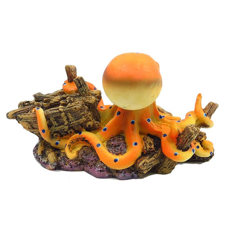 Statues and Figurines Ornaments Resin Yellow Octopus Fish Tank Decoration Home view 4