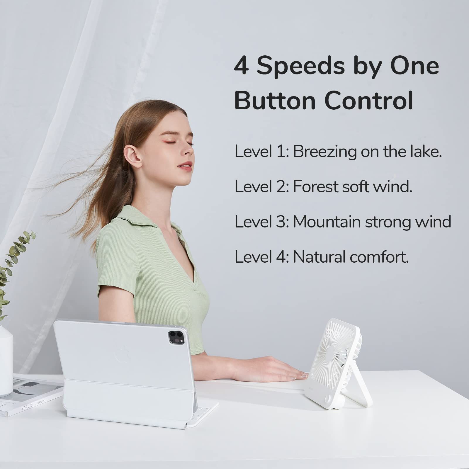 Small Silent Table Fan Travel Fan with Power Bank view 4