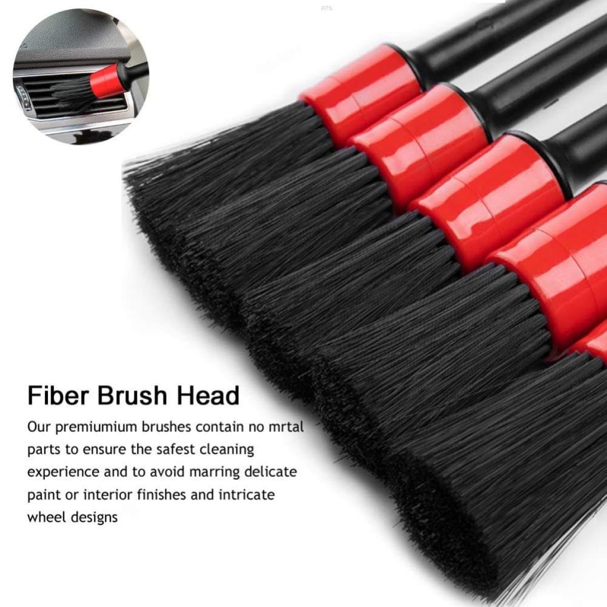 5pcs，Engine, Air Vents, Interior, Emblems,Auto Car Detailing Brush Set view 2