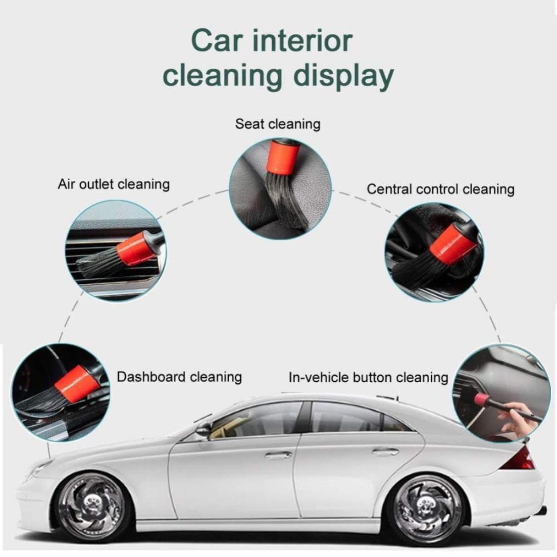 5pcs，Engine, Air Vents, Interior, Emblems,Auto Car Detailing Brush Set view 4