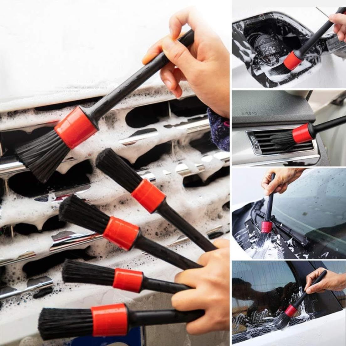 5pcs，Engine, Air Vents, Interior, Emblems,Auto Car Detailing Brush Set view 5