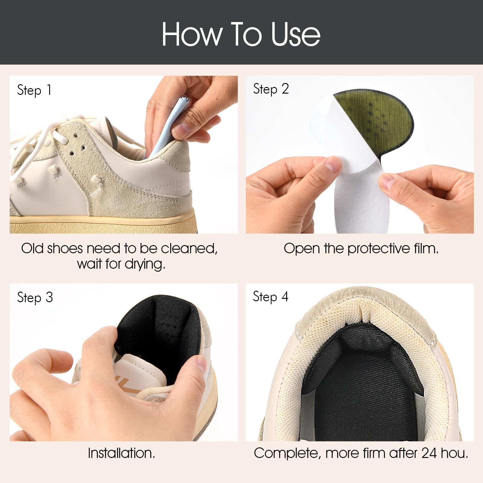 4 Pcs Mesh Adhesive Heel Grips Inserts for Boots view 2