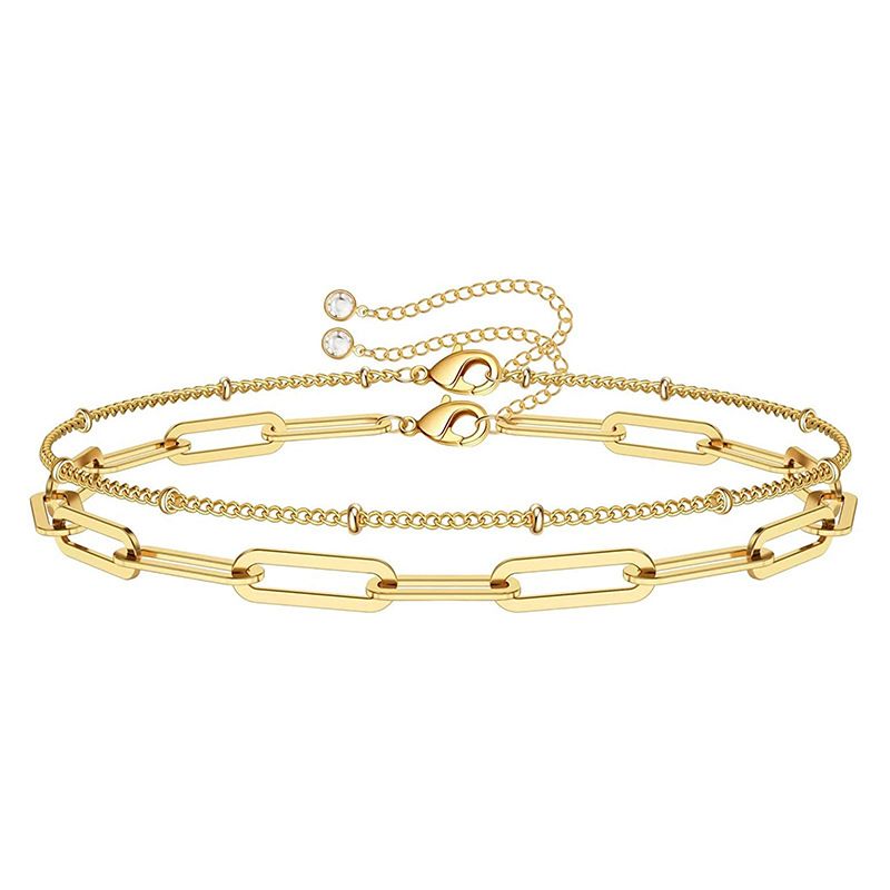 2 PCS Dainty Gold Bracelets for Women