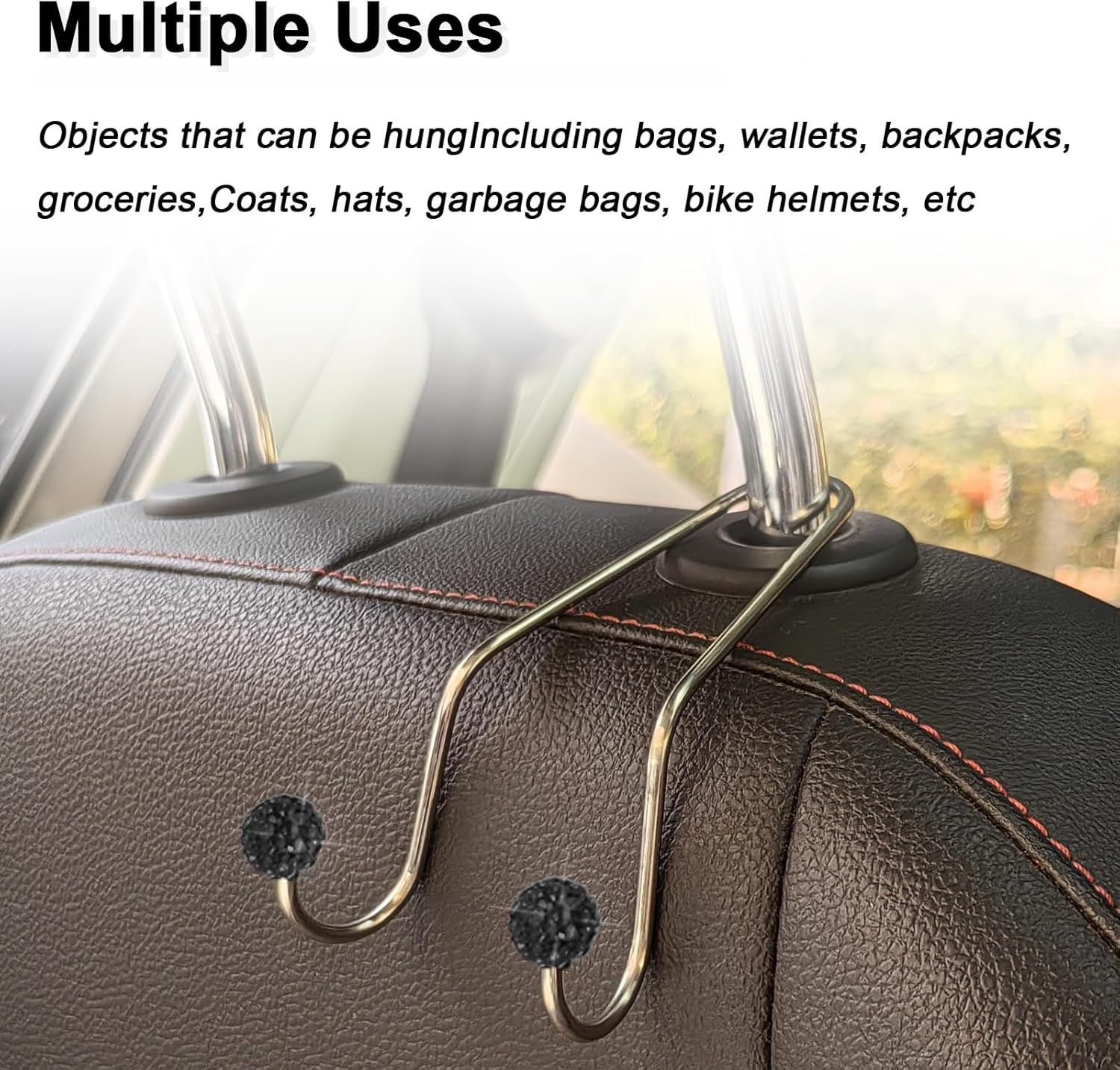 2 PCS Car Seat Hooks, Rhinestone Universal Organizer Hooks Car Headrest view 5