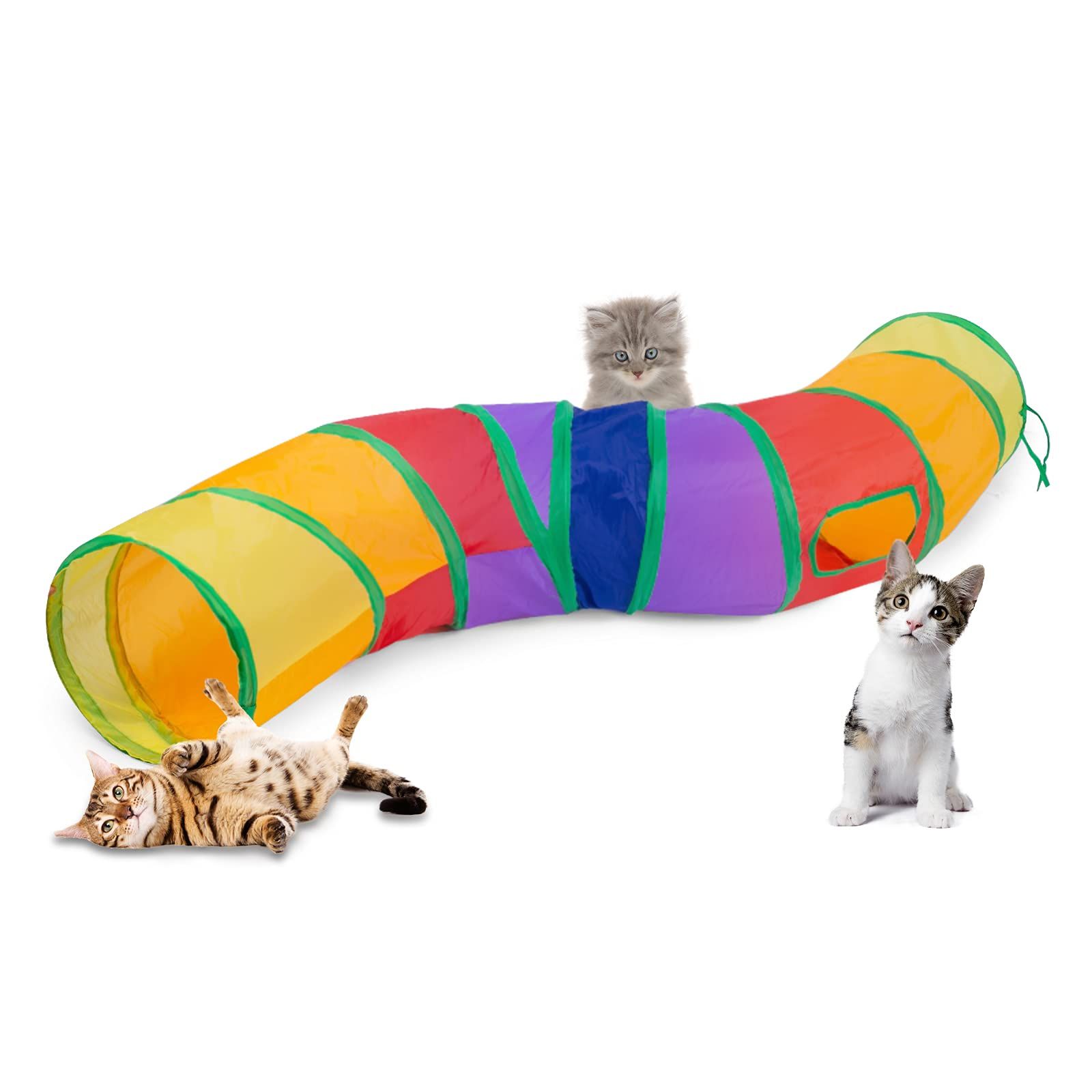 Cat Tunnel,Cat Tunnels for Indoor Cats, Collapsible Cat Play Tunnel