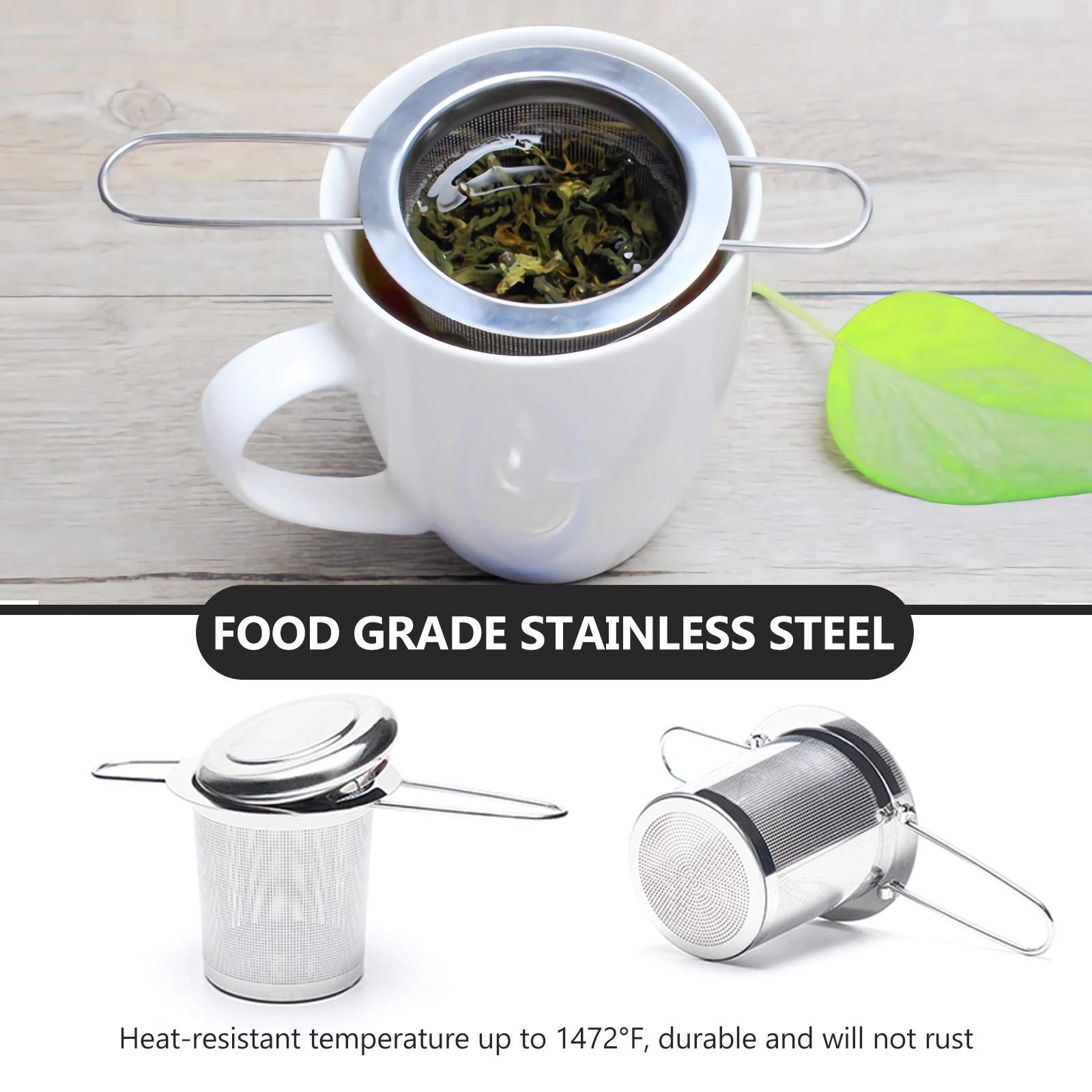 Tea Infuser,Stainless Steel Tea Steeper Fine Mesh Filters, Large Capacity Tea view 2