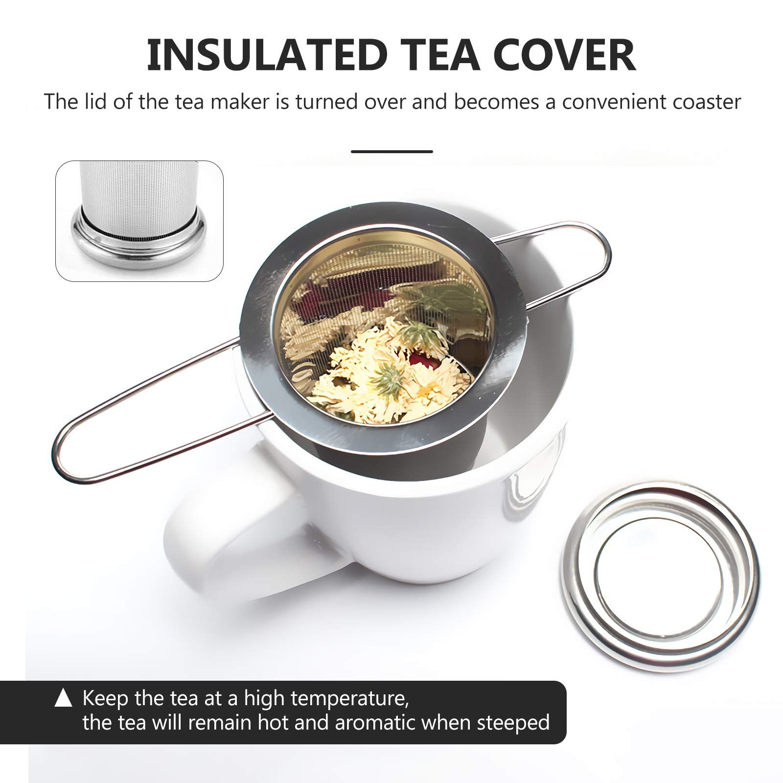 Tea Infuser,Stainless Steel Tea Steeper Fine Mesh Filters, Large Capacity Tea view 3